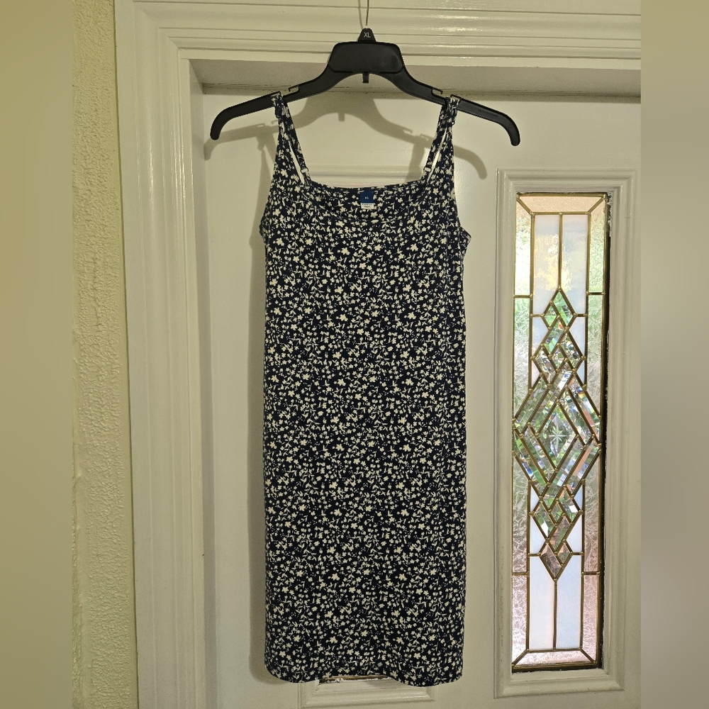 Old Navy Blue and White  Stretch Midi Dress